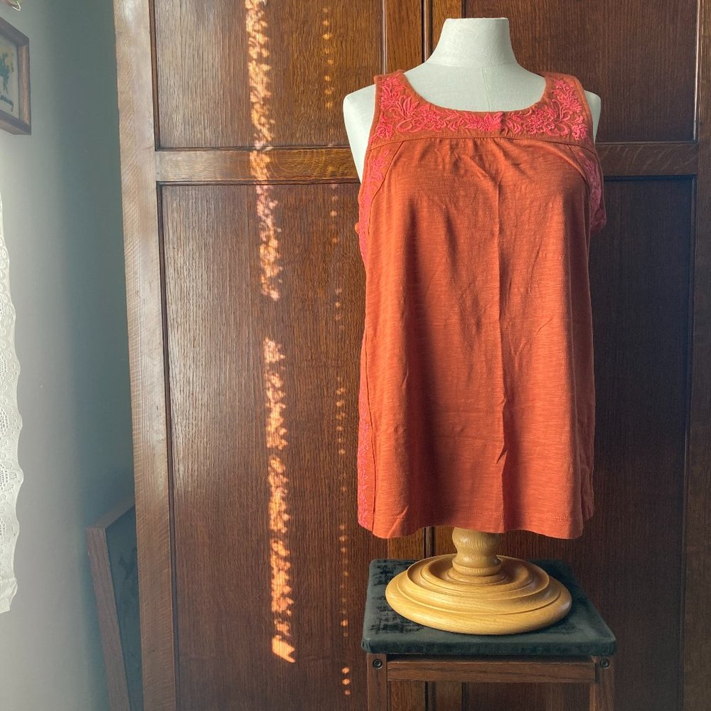 NEW J. Jill Orange Red Embroidered Tank Top, S